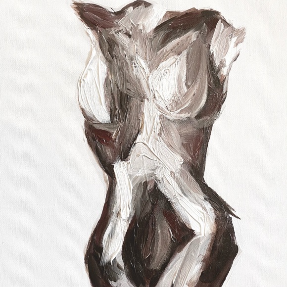 Nude Abstract Acrylic Painting 12”x12”. Artist: Lauren Alaire